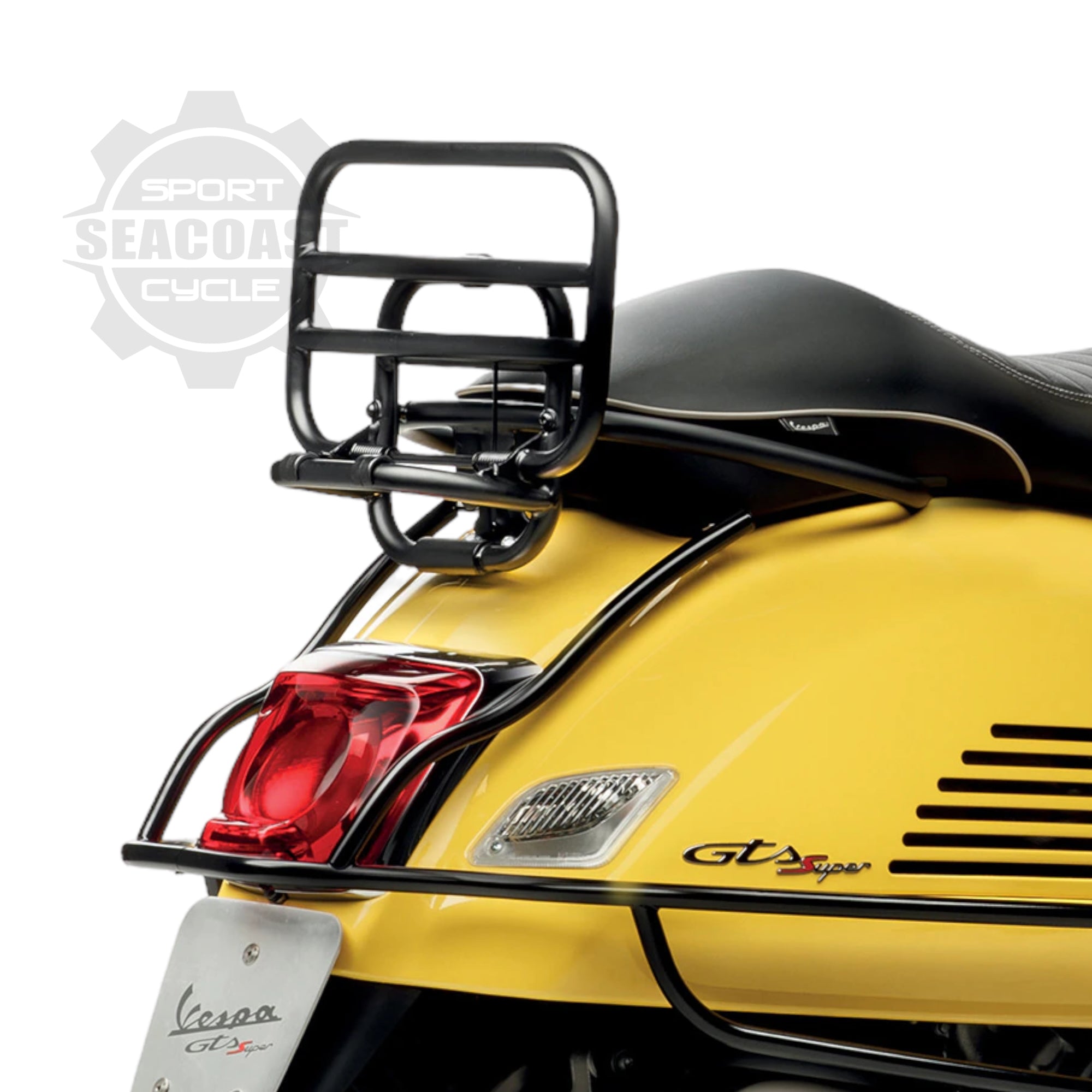 Vespa Black REAR FOLDING RACK W/ GRAB RAIL GTS GTV HPE HPE2