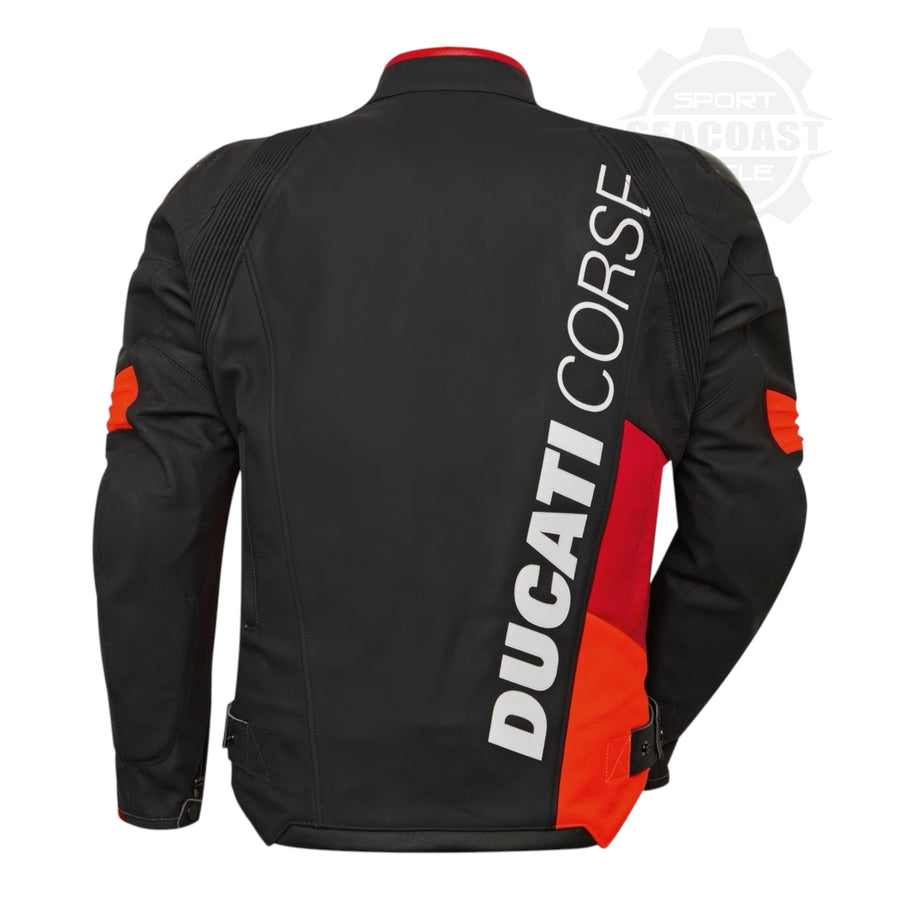 Ducati Corse C6 Leather Motorcycle Jacket Black Red Perforated (98107456XX)