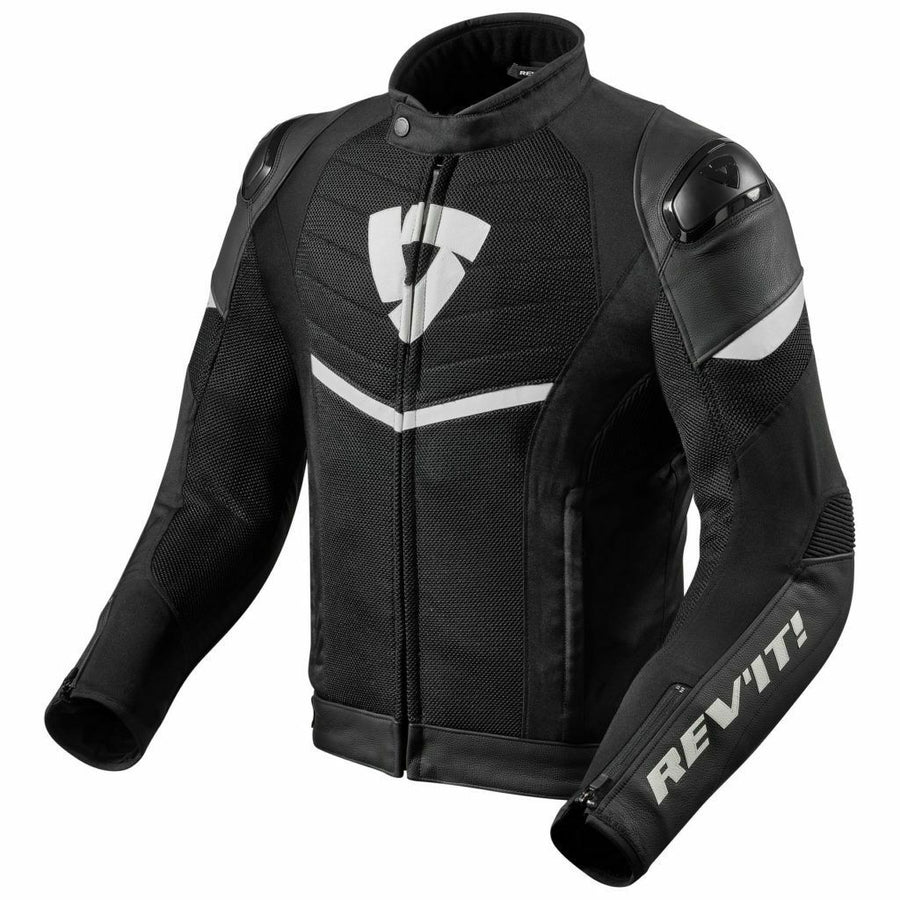 REV'IT! Mantis Hybrid Leather Textile Mesh Jacket - Black-White