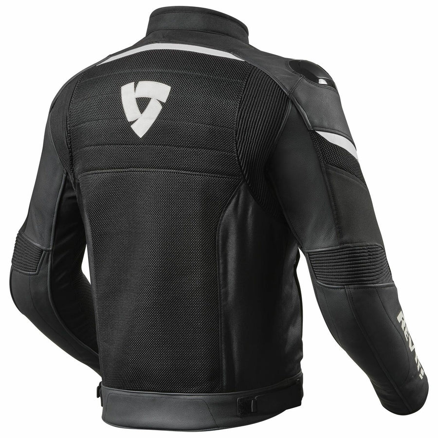 REV'IT! Mantis Hybrid Leather Textile Mesh Jacket - Black-White