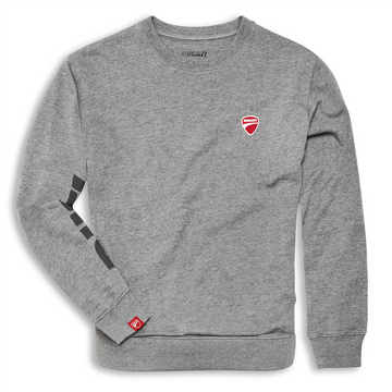 Ducati Logo Graphic Pullover Crewneck Sweatshirt Gray